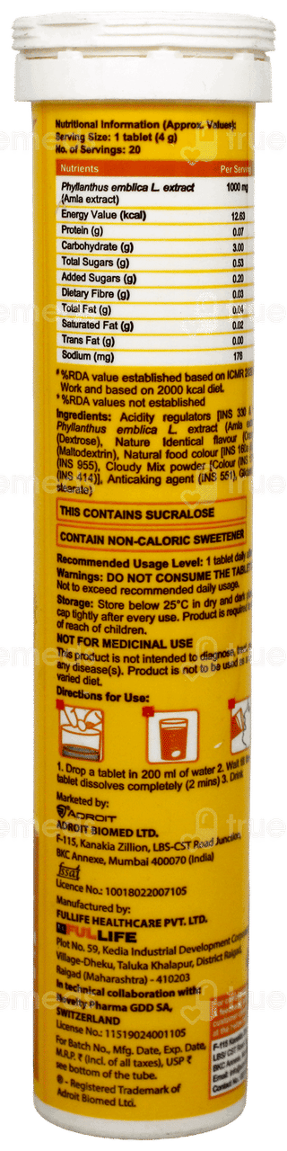 Enerc 1000 Orange Flavour Effervescent Tablet 20