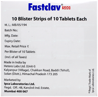 Fastclav 500 Tablet 10