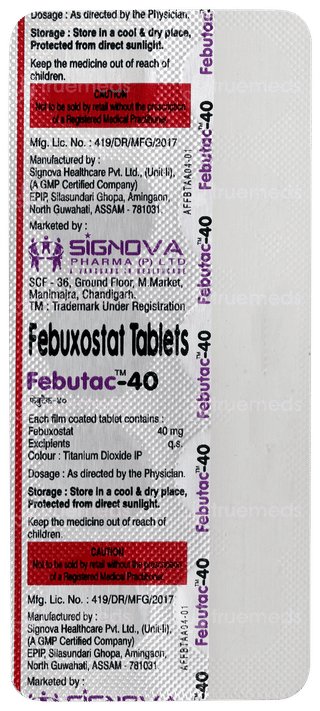 Febutac 40mg Tablet 10