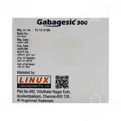 Gabagesic 300 Tablet 10 Gabagesic 300 Tablet 10