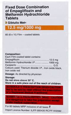 Gibtulio Met 12.5mg/1000mg Tablet 10 Gibtulio Met 12.5mg/1000mg Tablet 10