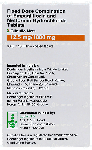 Gibtulio Met 12.5mg/1000mg Tablet 10