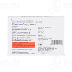 Histakem 180mg Tablet 10 Histakem 180mg Tablet 10