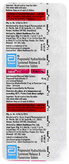 Inderal F 5 Tablet 10 Inderal F 5 Tablet 10