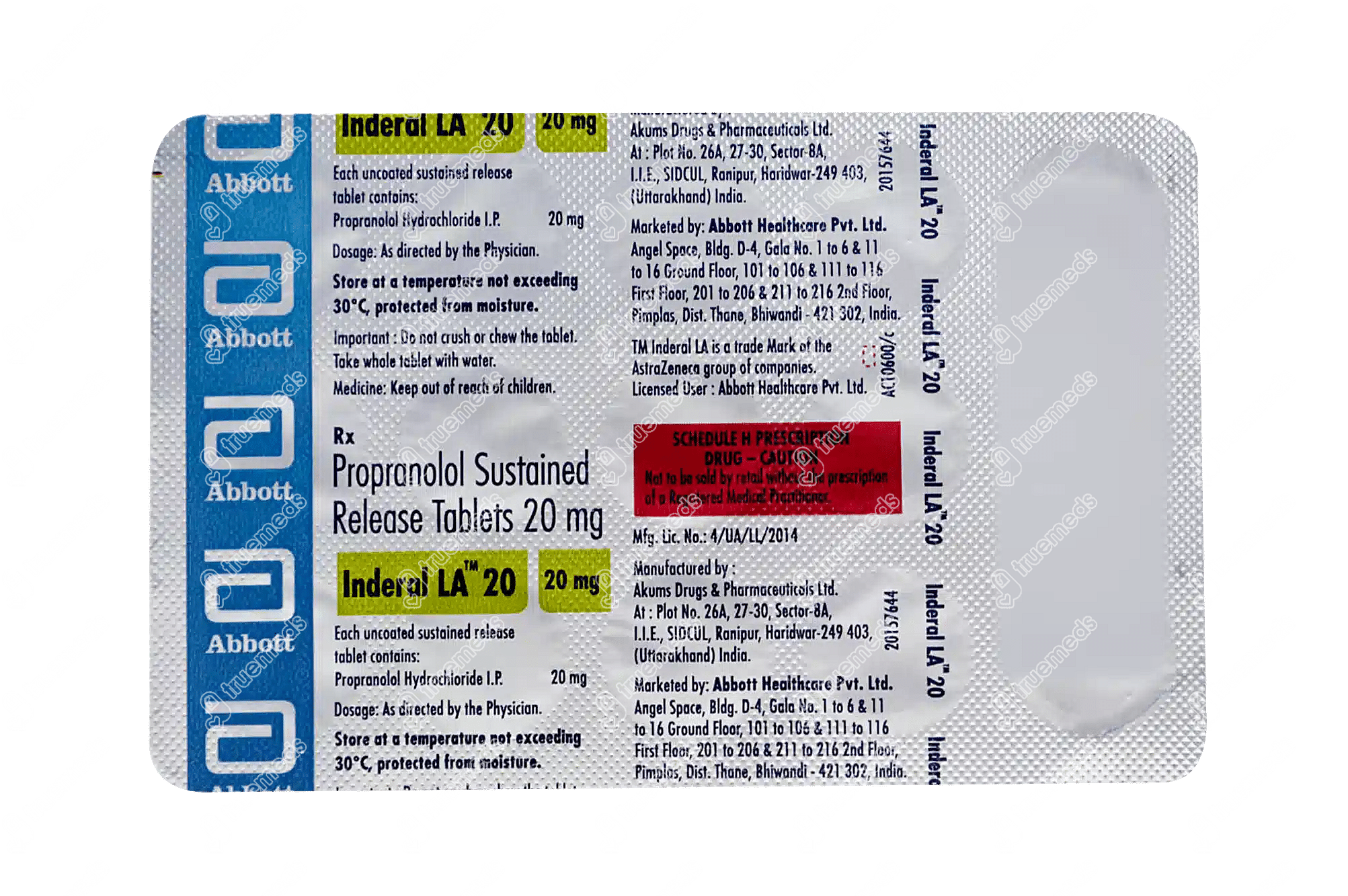 Propranolol la 20 mg