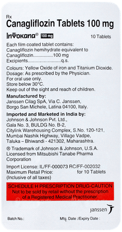 Invokana 100mg Tablet 10 Invokana 100mg Tablet 10