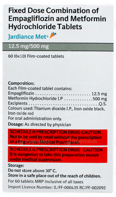 Jardiance Met 12.5mg/500mg Tablet 10 Jardiance Met 12.5mg/500mg Tablet 10