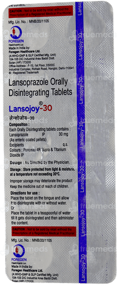Lansojoy 30Mg Tablet Dt 10