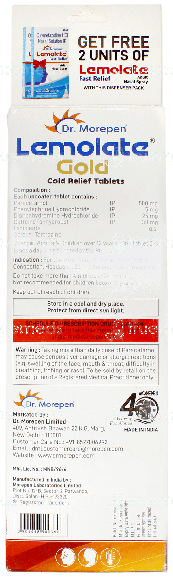 Lemolate Gold 5003210 Mg Tablet 10 - Uses, Side Effects, Dosage, Price ...