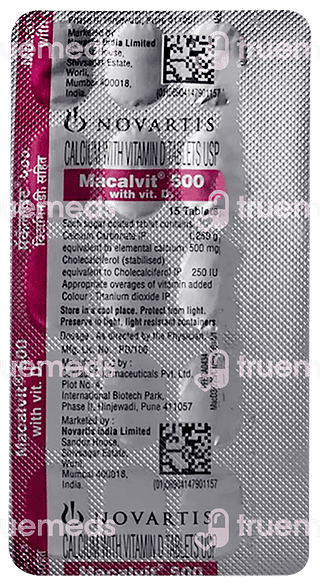 Macalvit 500 Mg/250iu Tablet 15