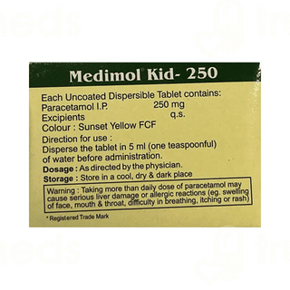 Medimol Kid 250 Orange Flavour Tablet 10
