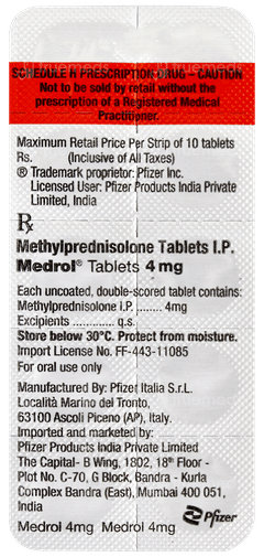 Medrol 4mg Tablet 10 Medrol 4mg Tablet 10