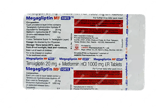 Megagliptin Mf Forte 20/1000 MG Tablet Er 10