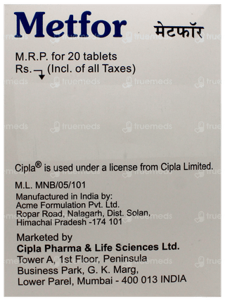 Metfor Tablet 20