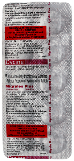 Migrales Plus 40/10Mg Tablet 10 Migrales Plus 40/10Mg Tablet 10