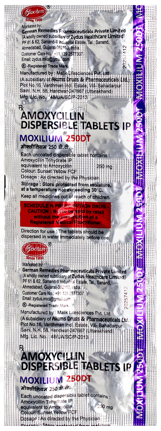 Moxilium 250 Mg Dt Tablet 10