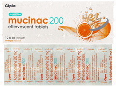 Mucinac 200 Orange Flavour Sugar Free Effervescent Tablet 10