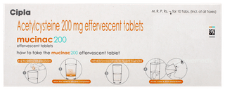Mucinac 200 Orange Flavour Sugar Free Effervescent Tablet 10