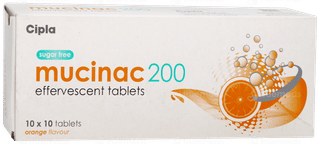 Mucinac 200 Orange Flavour Sugar Free Effervescent Tablet 10