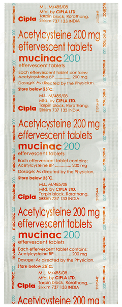 Mucinac 200 Orange Flavour Sugar Free Effervescent Tablet 10