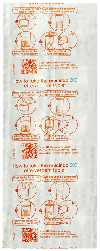 Mucinac 200 Orange Flavour Sugar Free Effervescent Tablet 10