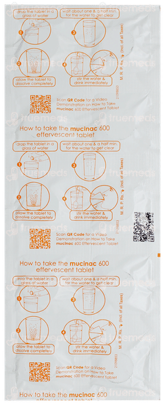 Mucinac 600 Orange Flavour Sugar Free Effervescent Tablet 10 Mucinac 600 Orange Flavour Sugar Free Effervescent Tablet 10