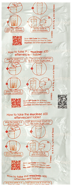 Mucinac 600 Orange Flavour Sugar Free Effervescent Tablet 10 Mucinac 600 Orange Flavour Sugar Free Effervescent Tablet 10
