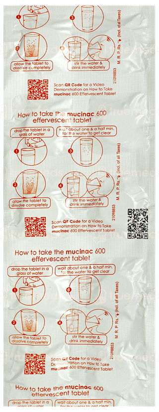 Mucinac 600 Orange Flavour Sugar Free Effervescent Tablet 10