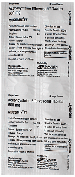 Mucomix Et Orange Flavour Sugar Free Effervescent Tablet 10 Mucomix Et Orange Flavour Sugar Free Effervescent Tablet 10