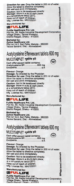 Mucotab Et Orange Flavour Sugar Free Effervescent Tablet 10 Mucotab Et Orange Flavour Sugar Free Effervescent Tablet 10
