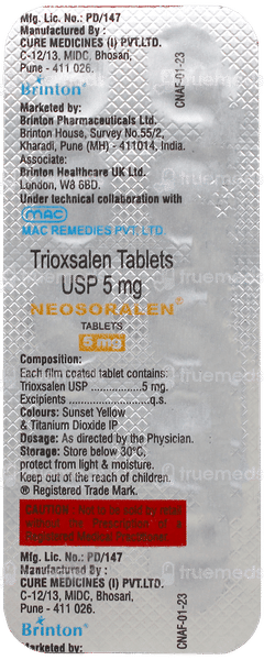 Neosoralen 5Mg Tablet 10 Neosoralen 5Mg Tablet 10