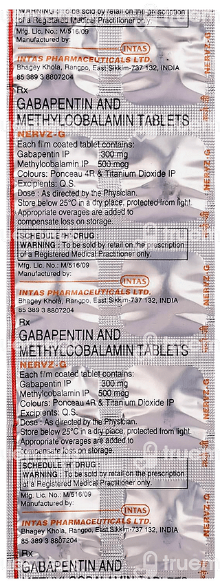 Nervz G 300 Mg/500 MCG Tablet 10