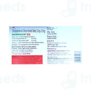 Normax Normaxin Cc 255 Mg Tablet 15 - Uses, Side Effects, Dosage, Price | Truemeds