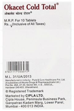 Okacet Cold Total Tablet 10 Okacet Cold Total Tablet 10