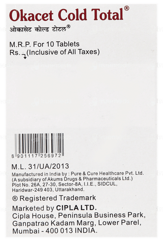 Okacet Cold Total Tablet 10