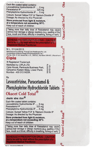 Okacet Cold Total Tablet 10