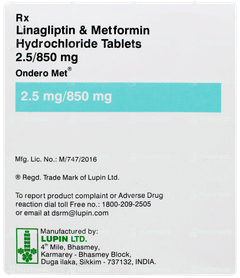 Ondero Met 2.5mg/850mg Tablet 10 Ondero Met 2.5mg/850mg Tablet 10