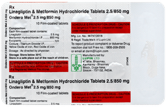 Ondero Met 2.5mg/850mg Tablet 10 Ondero Met 2.5mg/850mg Tablet 10