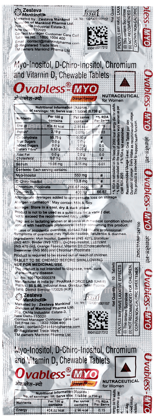 Ovabless Myo Orange Flavour Chewable Tablet 10
