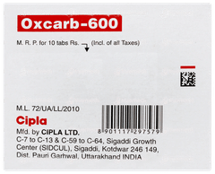 Oxcarb 600 Tablet 10 Oxcarb 600 Tablet 10