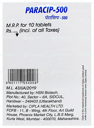 Paracip 500 Tablet 10