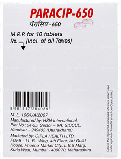 Paracip 650 Tablet 10