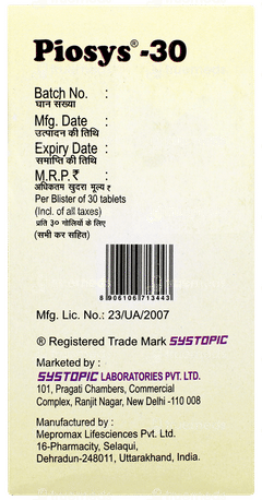 Piosys 30 Tablet 30 Piosys 30 Tablet 30