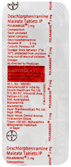 Polaramine 2mg Tablet 10 Polaramine 2mg Tablet 10