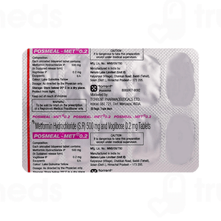Posmeal Met 0.2/500 MG Tablet Sr 10