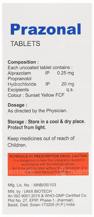 Prazonal 0.25/20 Mg Tablet 10