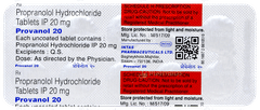 Provanol 20 Tablet 10 Provanol 20 Tablet 10