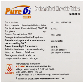 Pure D3 60000Iu Sugar Free Chewable Tablet 4
