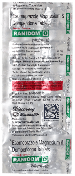 Ranidom O Rf 10/20 Mg Tablet 10 Ranidom O Rf 10/20 Mg Tablet 10