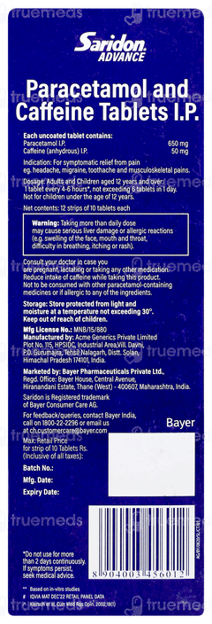 Saridon Advance Tablet 10